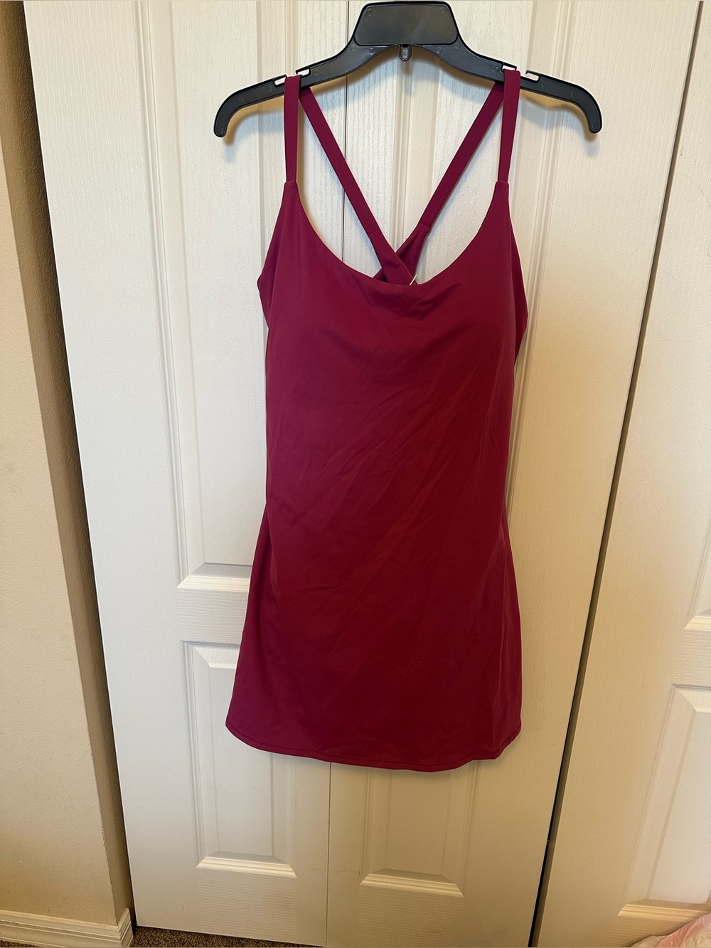 HALARA Strapless Crossback Dress in Burgundy - Picture 2 of 3
